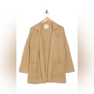 Thread & Supply Open Front Knit Cardigan Coat Oversized Soft Beige Brown Sweater